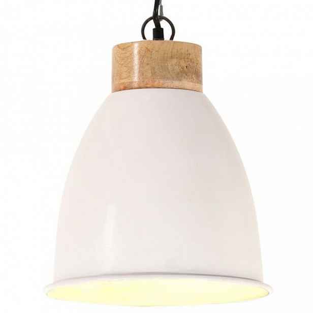 Závěsná lampa bílá / mangovníkové dřevo Dekorhome 23 cm