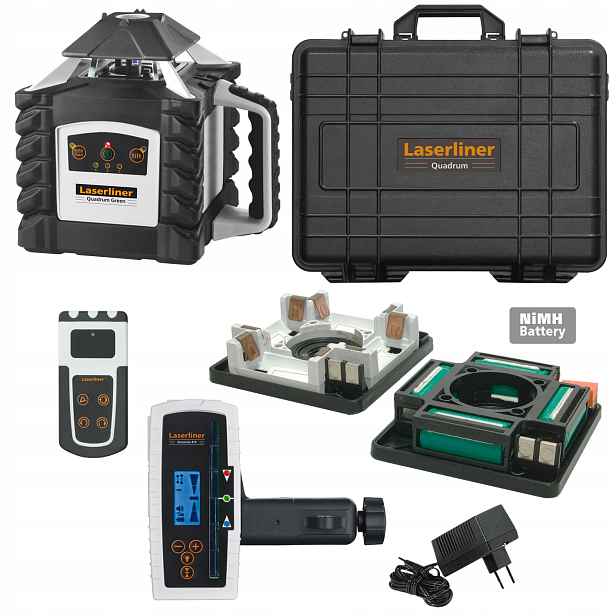 Laserový rotační nivelátor zelený LaserLiner Quadrum G 410 S 800 m 4 roky
