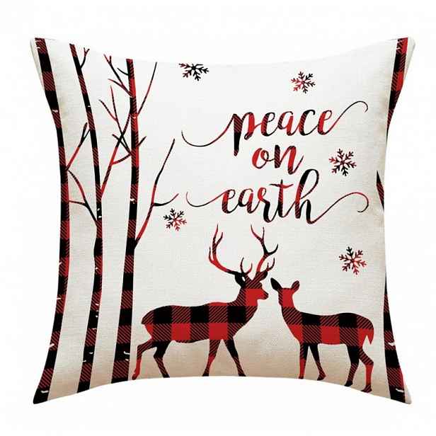 Vánoční povlak na polštář PEACE ON EARTH 45x45 cm, krémový