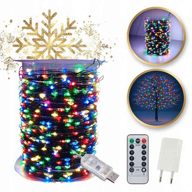 Venkovní/vnitřní vánoční osvětlení na stromeček drátek 500 Led 50 m, multicolor LAMP3