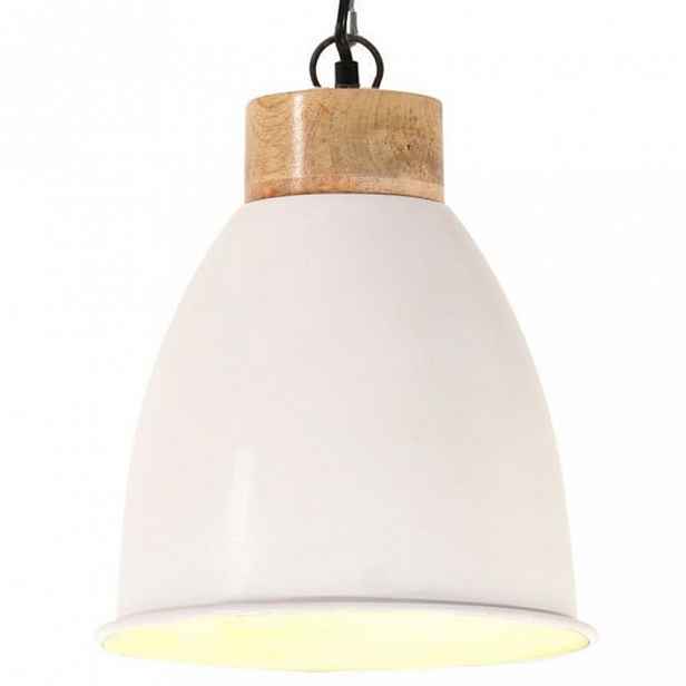 Závěsná lampa bílá / mangovníkové dřevo Dekorhome 23 cm