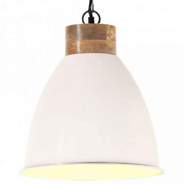Závěsná lampa bílá / mangovníkové dřevo Dekorhome 35 cm