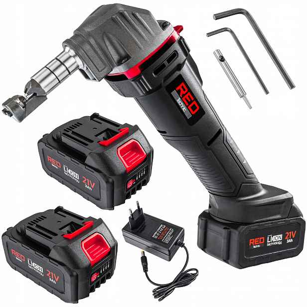 Akumulátorové Nůžky Na Stříhání Plechu 2xAKU 3AH Alu Oceli 2,5MM 1400RPM 360