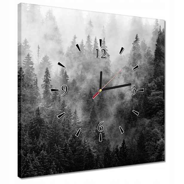 Hodiny 40x40 Krajina Šedá Hory Mlha