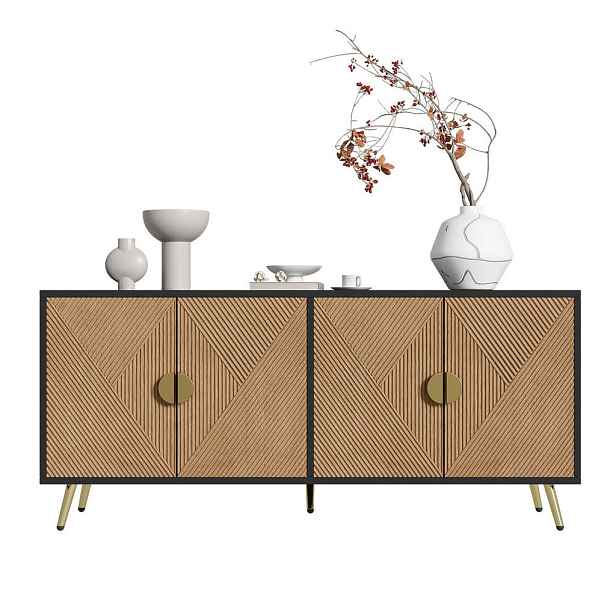 Modenvie SIDEBOARD, 160/40/75 cm, MDF a dřevotříska v černé a dekoru dřeva