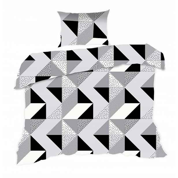 Povlečení 140x200 geometrie šedá černá Classic