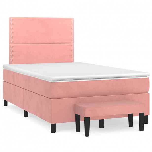 vidaXL Box spring postel s matrací růžová 120 x 200 cm samet