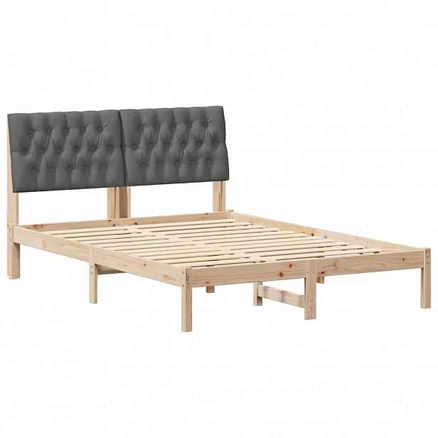 vidaXL Rám postele s čalouněným čelem s čelo Hnědá 150 x 200 cm