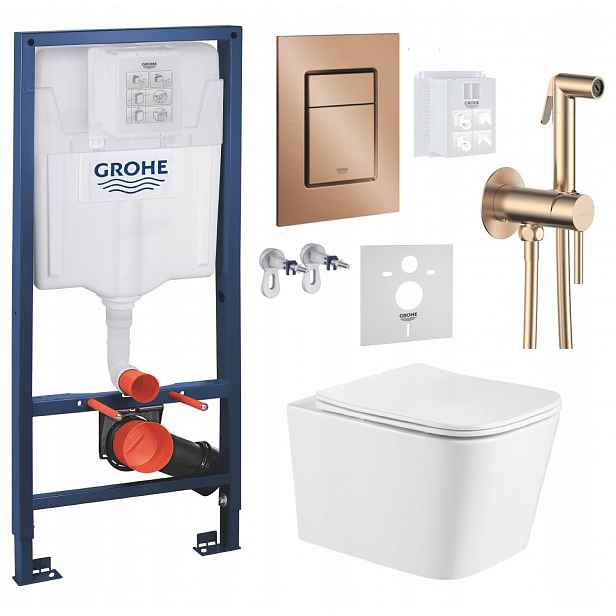 Wc stojan Grohe Rapid Sl s mísou Wc Imprese a tlačítkem měď baterie