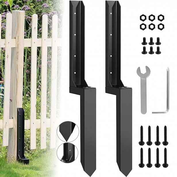 Opravná Sada Pro Plotové Sloupky 2 Ks 80 CM Kov Černá Odolná