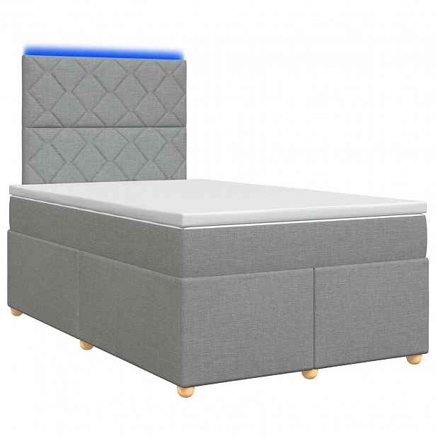 vidaXL Postel boxspring s matrací Světle šedá 120 x 190 cm Textil