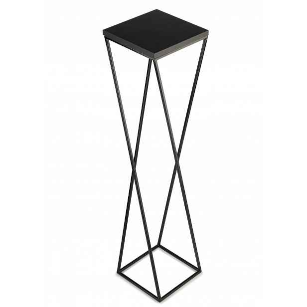 Černý Držák Na Květináč Stojan Na Květiny Kov Mdf 100 cm
