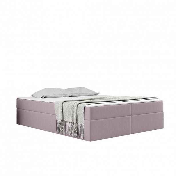Kaiser Möbel KONTINENTÁLNÍ POSTEL s úložným prostorem, matrací a topperem Ruben Růžová 120x200 cm H2-Pocket