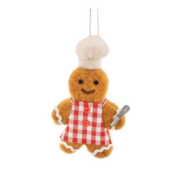 Textilní vánoční ozdoba 8 cm Pastry Chef Gingerbread – Sass & Belle