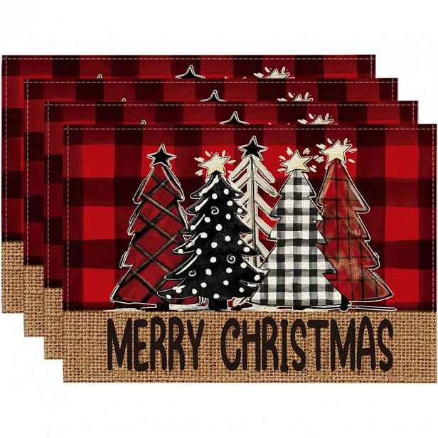 Vánoční podložka na stůl MERRY CHRISTMAS 30x45 cm, červená