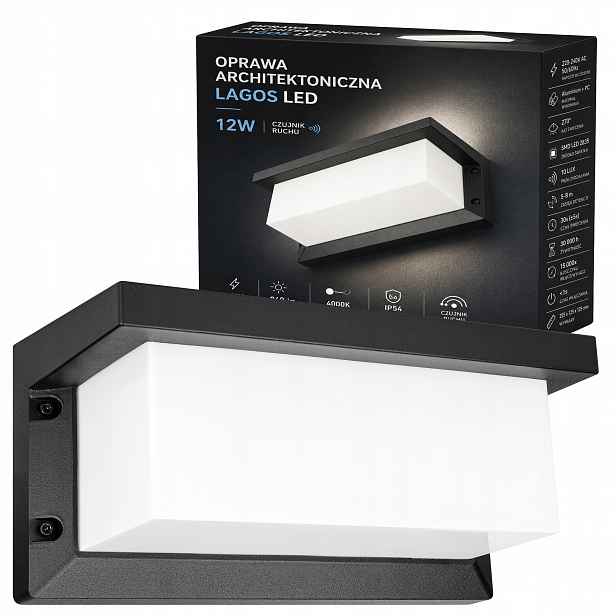 Venkovní nástěnné Led svítidlo zahradní lampa Senzor Pohybu fasádní výp2