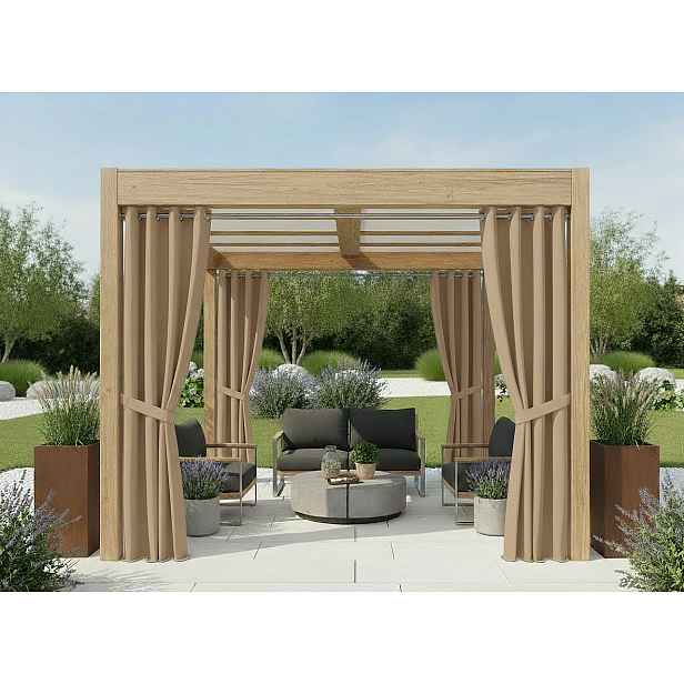 Venkovní zahradní závěs s kroužky GARDENIA RING béžová 004, šířka 140 cm výška různé rozměry Mybesthome Rozměr: 140x240 cm