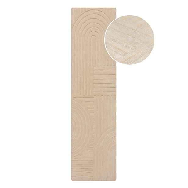 Béžový vlněný koberec běhoun 60x230 cm Zen Garden – Flair Rugs