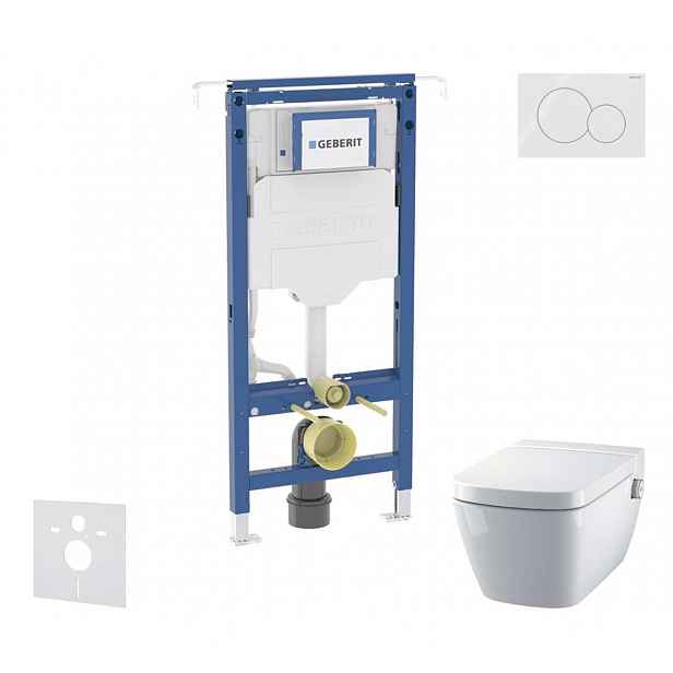 Geberit Duofix - Set předstěnové instalace, klozetu a sedátka Tece One, tlačítka Sigma01, Rimless, SoftClose, alpská bílá SANI11CT3101