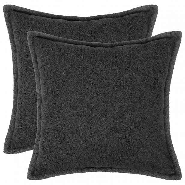 vidaXL Povlak na polštář 2 pcs HOUTEN Tmavě šedá 35 x 35 cm Bouclé