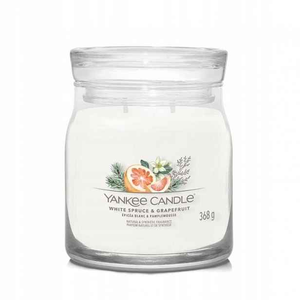 Yankee Candle White Spruce Grapefruit střední sójová svíčka s dvěma knoty 368 g