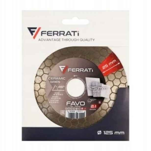 Diamantový kotouč pro řezání keramického slinuté dlažby pod úhlem 45° Ferrati Favo 125 mm
