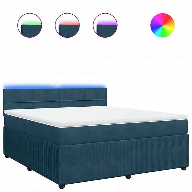 vidaXL Box spring postel s matrací modrá 180 x 200 cm samet