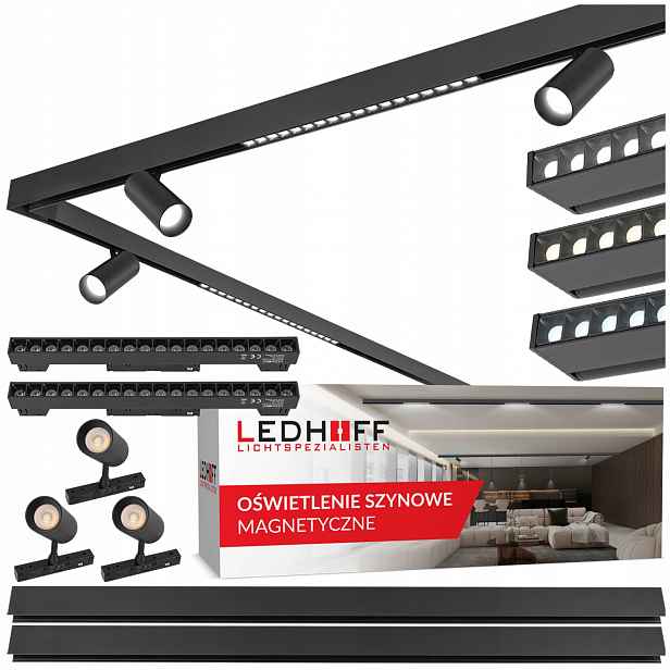 Magnetická lišta 2x 1 m 2x čočková Led lampa 3x reflektor Spot M20