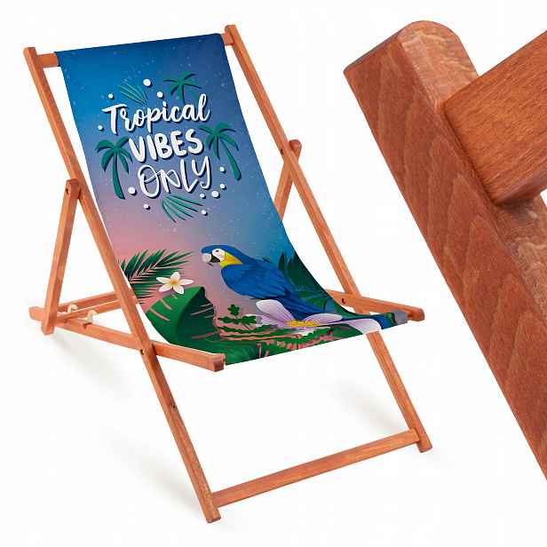 Prázdninové Lehátko Tropical Vibes Only Skládací Zahradní Lehátko Bukové