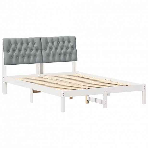 vidaXL Rám postele s čalouněným čelem s čelo Bílá 150 x 200 cm