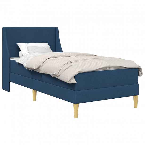vidaXL Rám postele s matrací s čelo Modrá 80x 200 cm Polyester