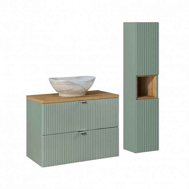 Petits-meubles KOUPELNOVÝ NÁBYTEK 80.4cm Jade 2er-Set Zelená a dřevo