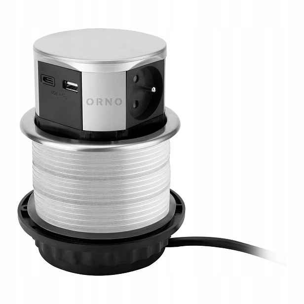 Elektrická Zásuvka, stolní Usb Orno, stříbrná
