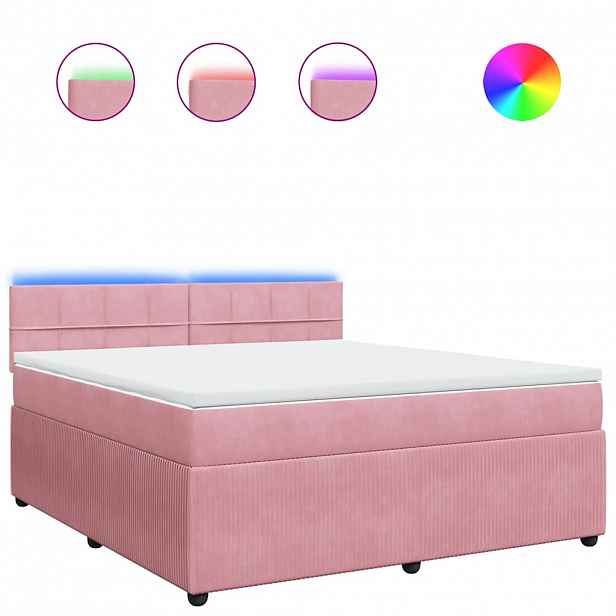 vidaXL Box spring postel s matrací růžová 180x200 cm samet