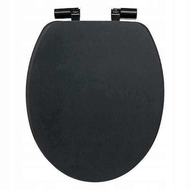 Wc sedátko s pomalým sklápěním, černé, duroplast, pro toaletu 37,5 cm
