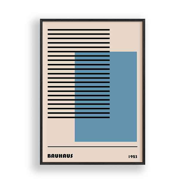 Obraz Bauhaus Geometrické linie Plakát Rámeček Dřevěný Černý 30x42 cm