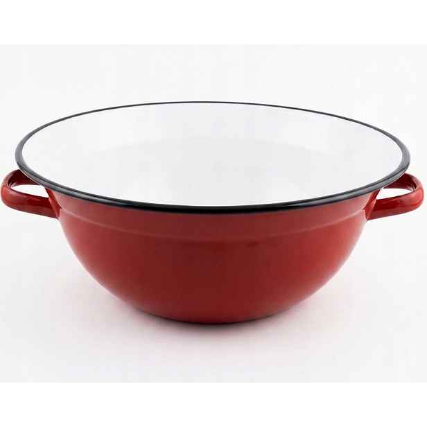 Kuchyňská smaltovaná miska 14 l s úchyty, průměr 42 cm, tradiční červená