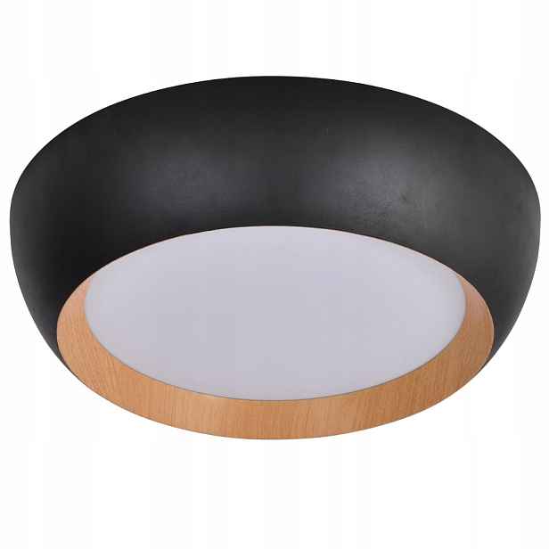Stropní Svítidlo oválný Abruzzo Stropní Svítidlo Černá Dřevěná 24W Led 40X32cm akryl