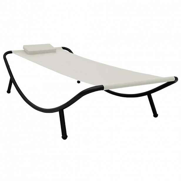 vidaXL Zahradní lehátko krémové 200 x 90 cm ocel