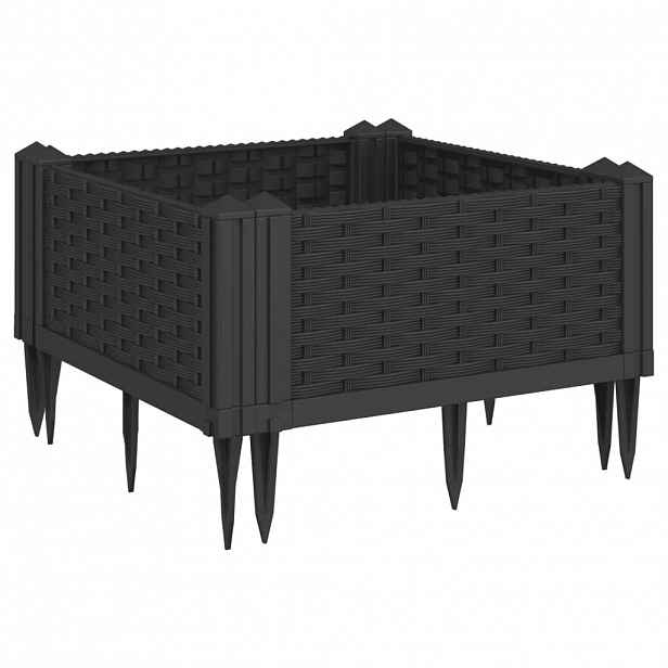 vidaXL Zahradní truhlík s kolíky černý 42,5 x 42,5 x 28,5 cm PP