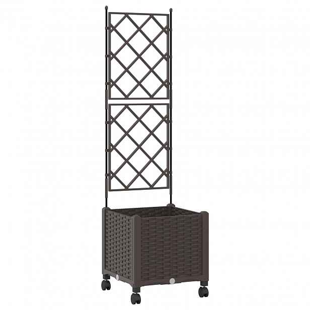 vidaXL Zahradní truhlík s treláží a koly Hnědá 40 x 40 x 149 cm PP