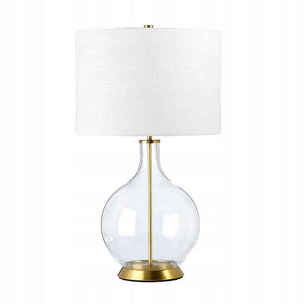 Skleněná mosazná stolní lampa s bílým ozdobným stínítkem 67 cm Elstead