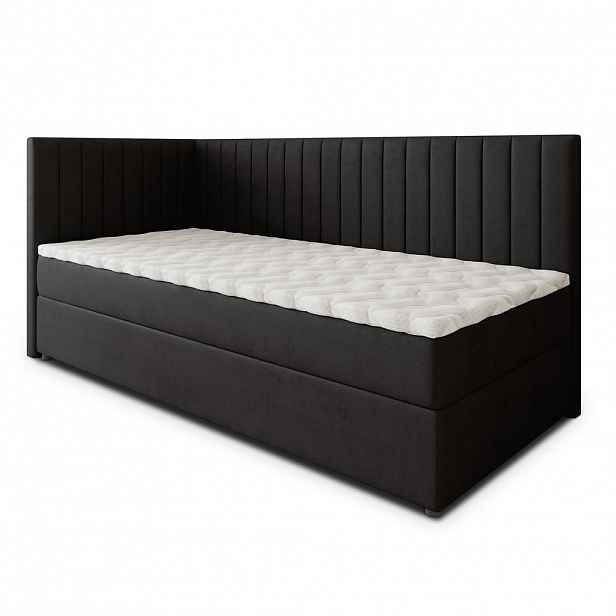 MASSENO AMERICKÁ POSTEL ARIS 80x200 cm, s matrací a úložným prostorem, černá