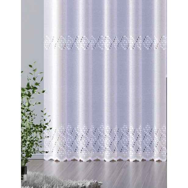 Mg Záclona žakárový pruhovaný vzor 638084M Bílá Šitá S Páskou 250x250cm M