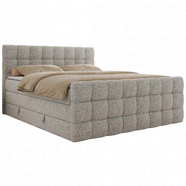 MKS POSTEL BOXSPRING ALTIVO KING DUO 140/200 - Světle šedá Strukturovaná látka - Topper Visco - H3