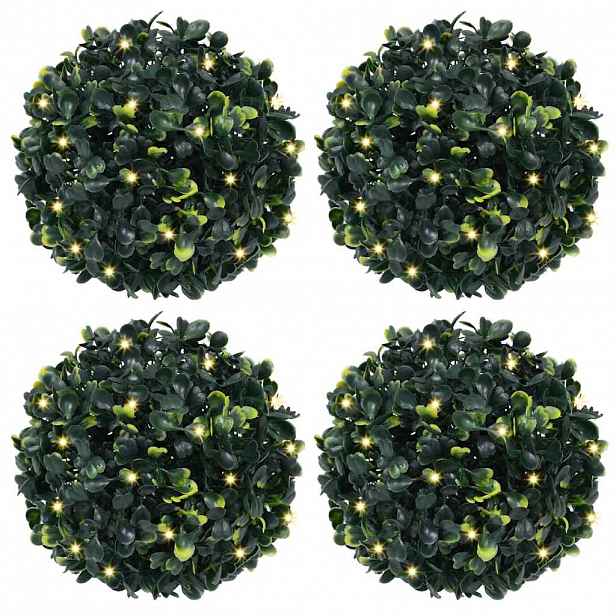 vidaXL Umělé buxus koule s LED světly 4 ks zelené 12 cm