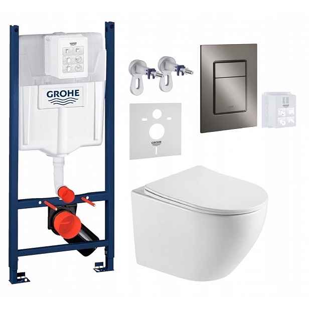 Wc stojan Grohe Rapid Sl s mísou Blatna Tornado a grafit tlačítkem