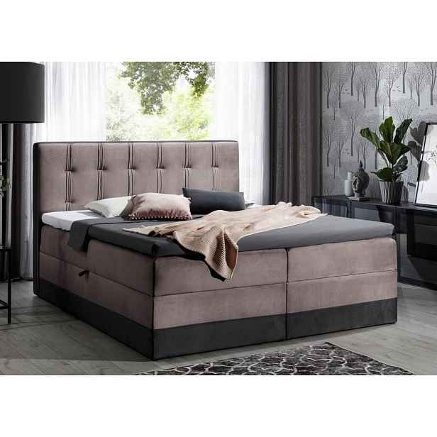 Čalouněná postel boxspring 180x200 MARYLIN - růžová + topper ZDARMA