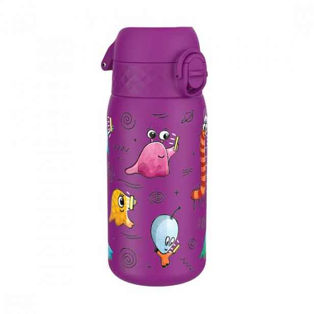 Láhev na vodu pro děti, nerezová ocel, 400 ml Aliens - Ion8