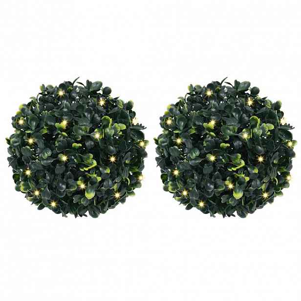 vidaXL Umělé buxus koule s LED světly 2 ks zelené 22 cm